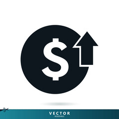 Cost reduction icon symbol. dollar up icon symbol vector. on white background. eps10