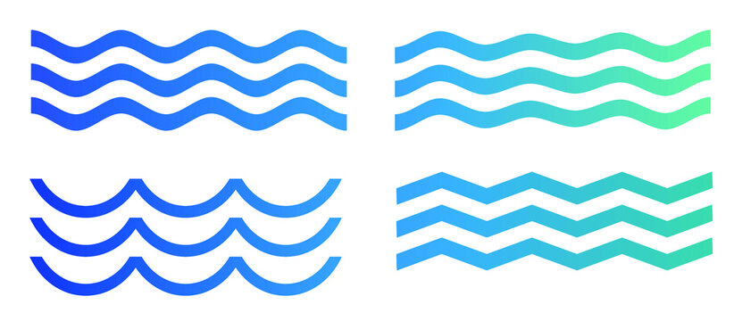 Wave icon emblems of various shapes. wave pattern