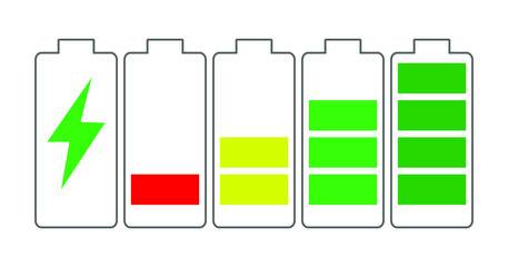 Battery icon set. Vector illustration. flat design, vector eps10 illustration