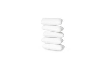 white chewing gum stacked isolated on a white background