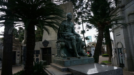 Statue on a grave crypt in recoleta
