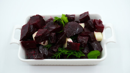 beet salad on a white plate