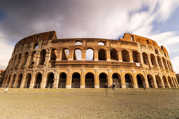 Fototapeta na wymiar Colosseum at sunset. Rome a city full of history with numerous monuments