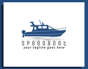 speedboat logo boat fishing club illustration design vector