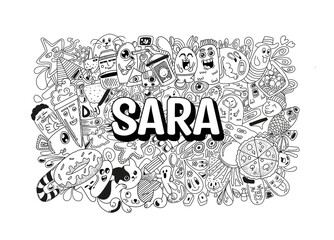 Sara #name doodle art - obrazy, fototapety, plakaty