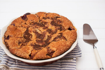 Fototapeta na wymiar New York Times traditional seasonal plum cake.