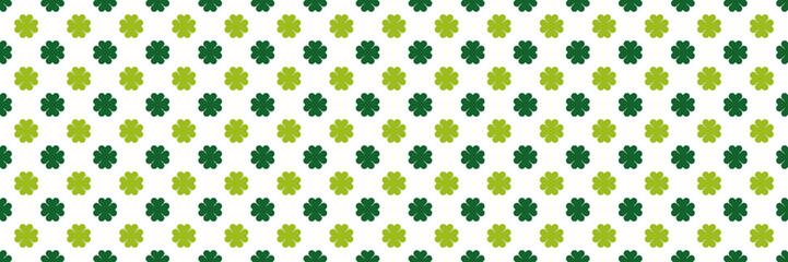 dark and light green clovers, st. patrick's day or spring wide vector seamless pattern