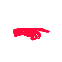 A hand pointing a finger in a direction sign. EPS-10. Vector illustration.