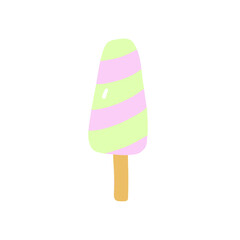 Colorful popsicle. Summer ice creame dessert cute cartoon vector illustration. Hand drawn icecream