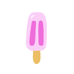 Ice creame dessert cute cartoon vector illustration. Hand drawn icecream popsicle