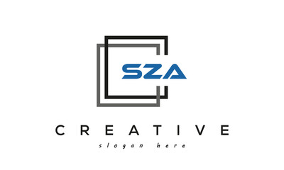 SZA creative square frame three letters logo - obrazy, fototapety, plakaty