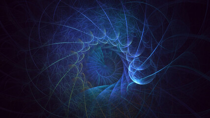 3D rendering abstract blue fractal light background