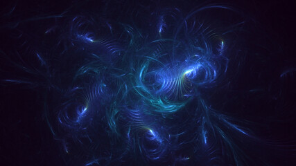 3D rendering abstract blue fractal light background