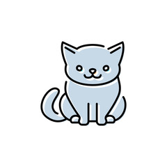Cute cat sitting down line icon, pet shelter, pet shop, veterinary, vector illustration