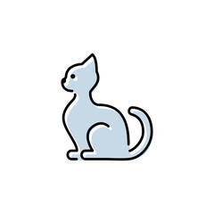 Pet shelter, pet shop, veterinary line icon, cat sitting in profile, vector illustration