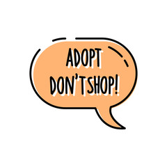 Pet shelter line icon, adopt don't shop speech bubble, vector illustration