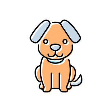 Cute dog sitting down line icon, pet shelter, pet shop, veterinary, vector illustration