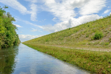 Fototapeta na wymiar Flood relief channel along the Rhine in spring.
