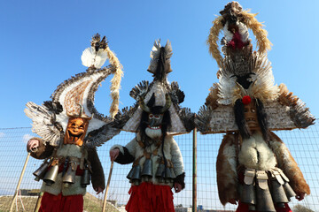 Masquerade festival in Elin Pelin, Bulgaria. People with mask called Kukeri dance and perform to scare the evil spirits.
