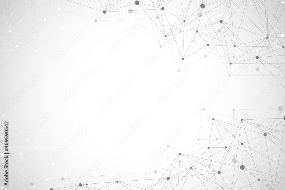 Leinwandbilder Geometric graphic background molecule and communication. Big data complex with compounds. Lines plexus, minimal array. Digital data visualization. Scientific cybernetic illustration.