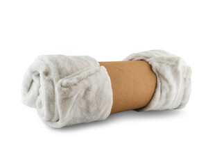 white new plaid folded and tied with kraft paper