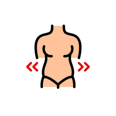 Fat woman waist flat icon