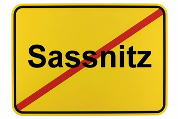 Illustration eines Ortsschildes der Stadt Sassnitz