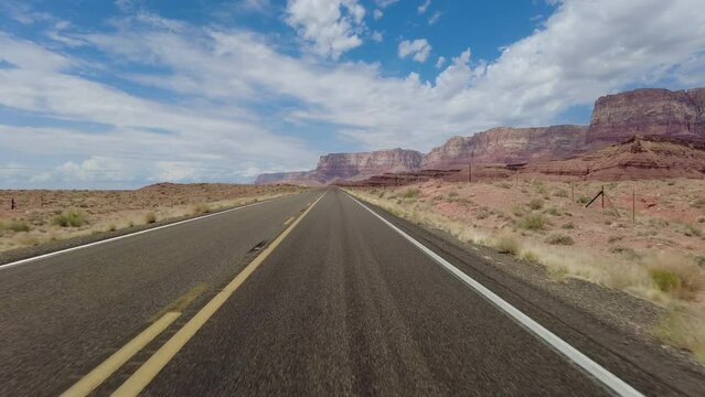 Driving Plate Grand Canyon East Rim Vermilion Cliffs Highway 89A Northbound Multicam Set 04 Front View Arizona Southwest USA