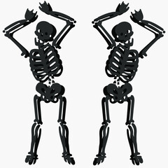 Funny skeletons dancing. Day of Dead, Halloween concept vector illustration