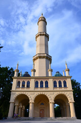 Fototapeta na wymiar Minaret in Lednice park, Lednice–Valtice Cultural Landscape