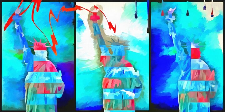 Vivid oil painting. Liberty statue