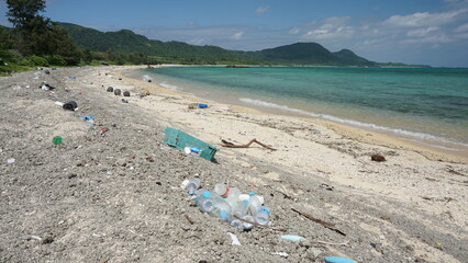 海洋プラスティック。自然保護
