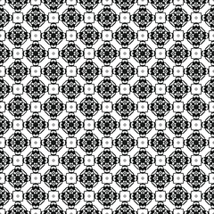 Black and white seamless pattern texture. Greyscale ornamental graphic design. Mosaic ornaments. Pattern template. Vector illustration. EPS10.