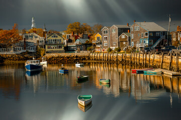 Fishing boat harbor at Rockport, MA.  Rockport is a town in Essex County, Massachusetts, United...
