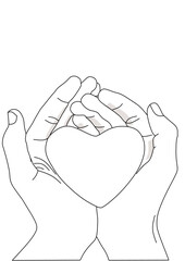 heart in hands serce na dłoni szkic drawing - obrazy, fototapety, plakaty