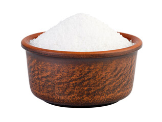 Salt in a beautiful clay bowl isolated on white background