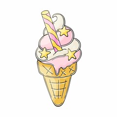Illustration in hand draw style. Sweet dessert, graphic element for design