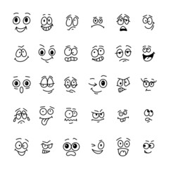 Emotions faces, character set of emoticon. Differen faces emotion