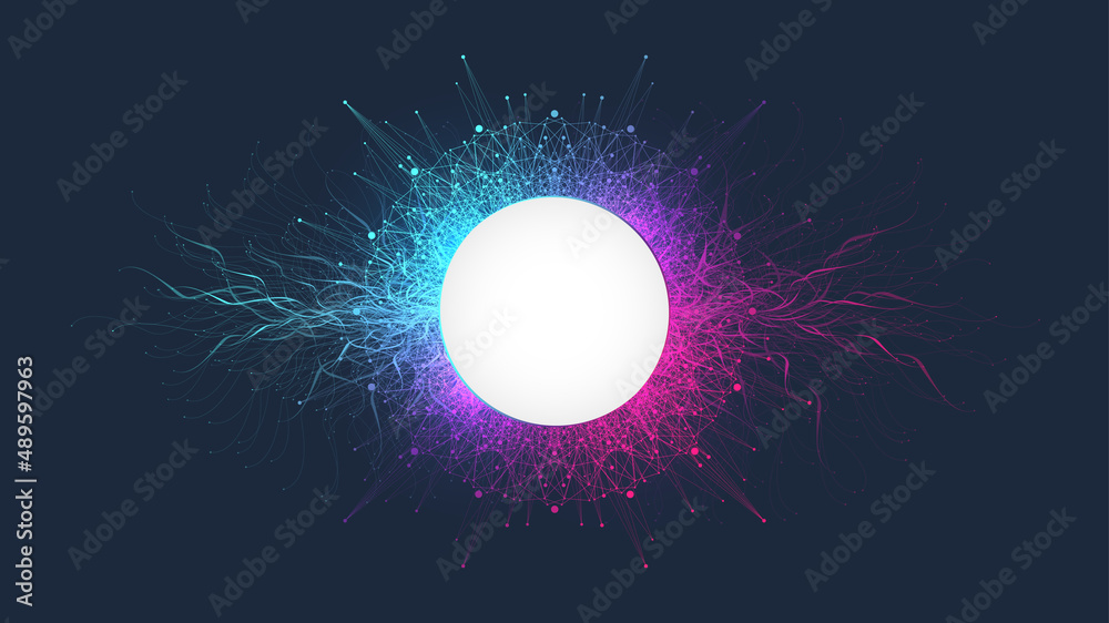 Poster blockchain transfer satellite future communications illustration. abstract technology cloud world. g