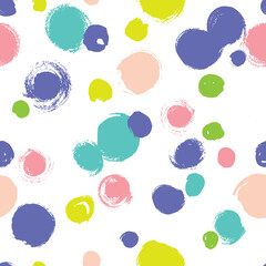 Seamless pattern with abstract polka dots. Dry brush.
