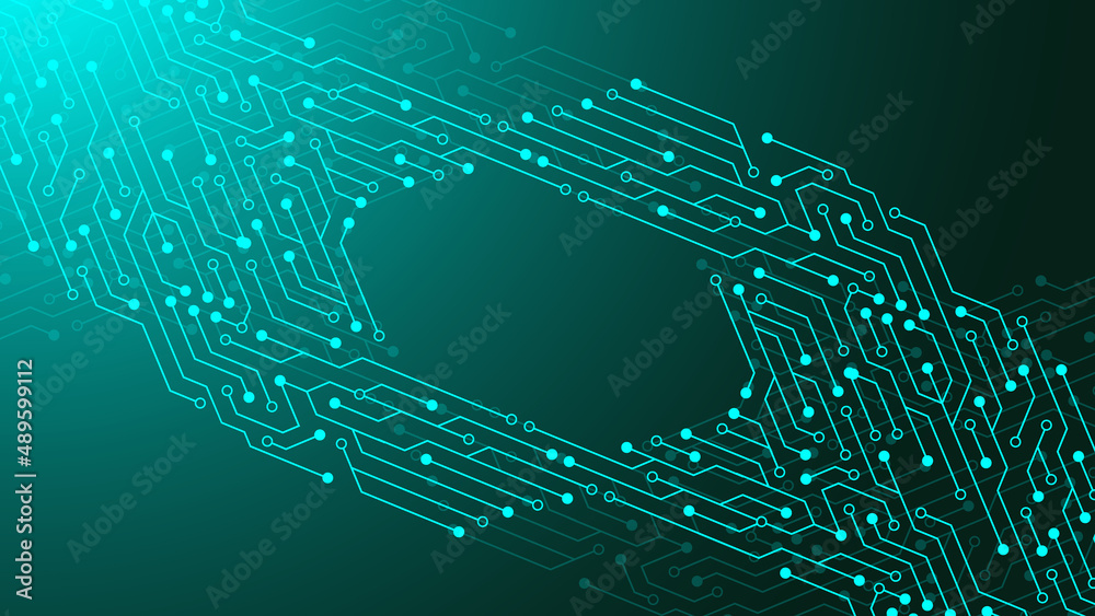 Aufkleber Motherboard background with circuit board electronic elements. Electronic texture for computer technology, engineering concept. Motherboard computer generated abstract illustration
