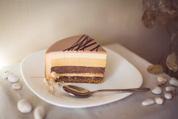 homemade burn cheesecake on white plate