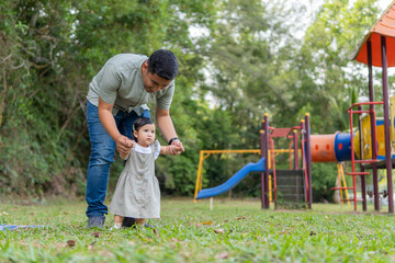 Father and daughter moment outdoor at the park