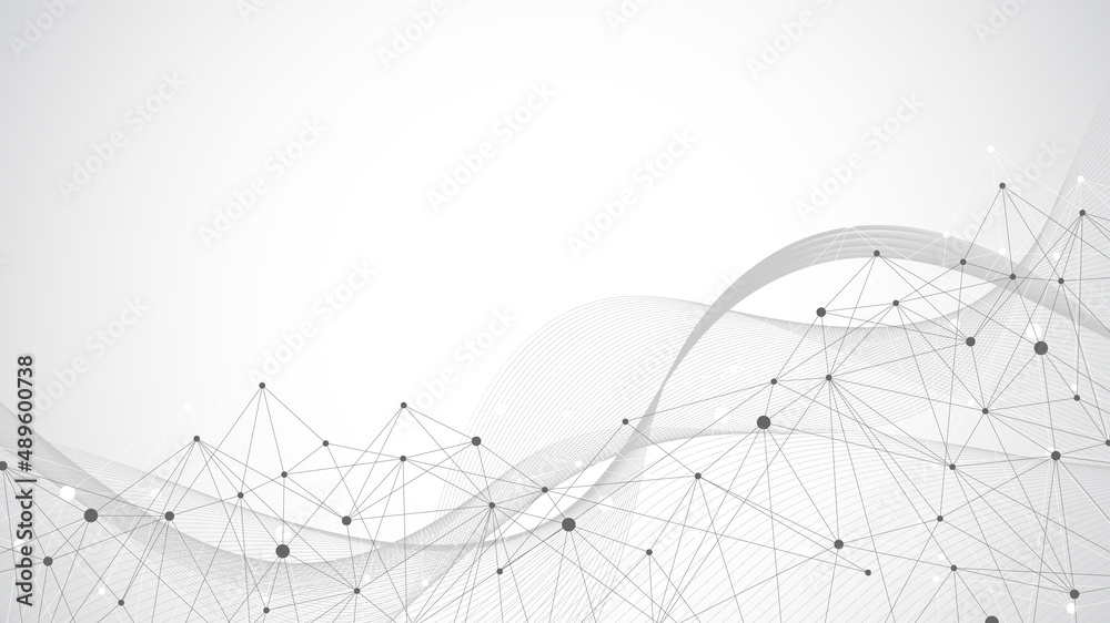 Aufkleber Geometric abstract background with connected lines and dots. Connectivity flow point. Molecule and communication background. Graphic connection background for your design illustration.