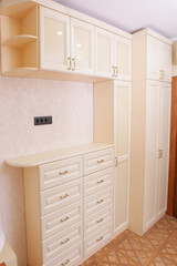 white brand new furniture - sideboard with closeup photo