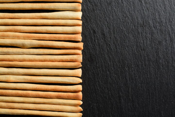 Thin breadsticks called Grissini Torinesi.