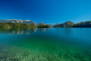 lake and mountains, Bled. Slovenia 
