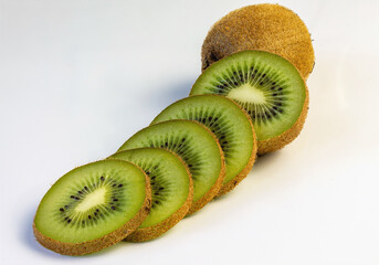 Fresh kiwi slices on a light background. Close-up