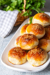 Traditional delicious handmade Turkish pastry cheese pastry (Turkish name; pogaca)