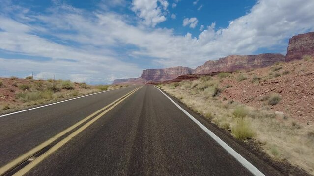 Driving Plate Grand Canyon East Rim Vermilion Cliffs Highway 89A Northbound Multicam Set 05 Front View Arizona Southwest USA